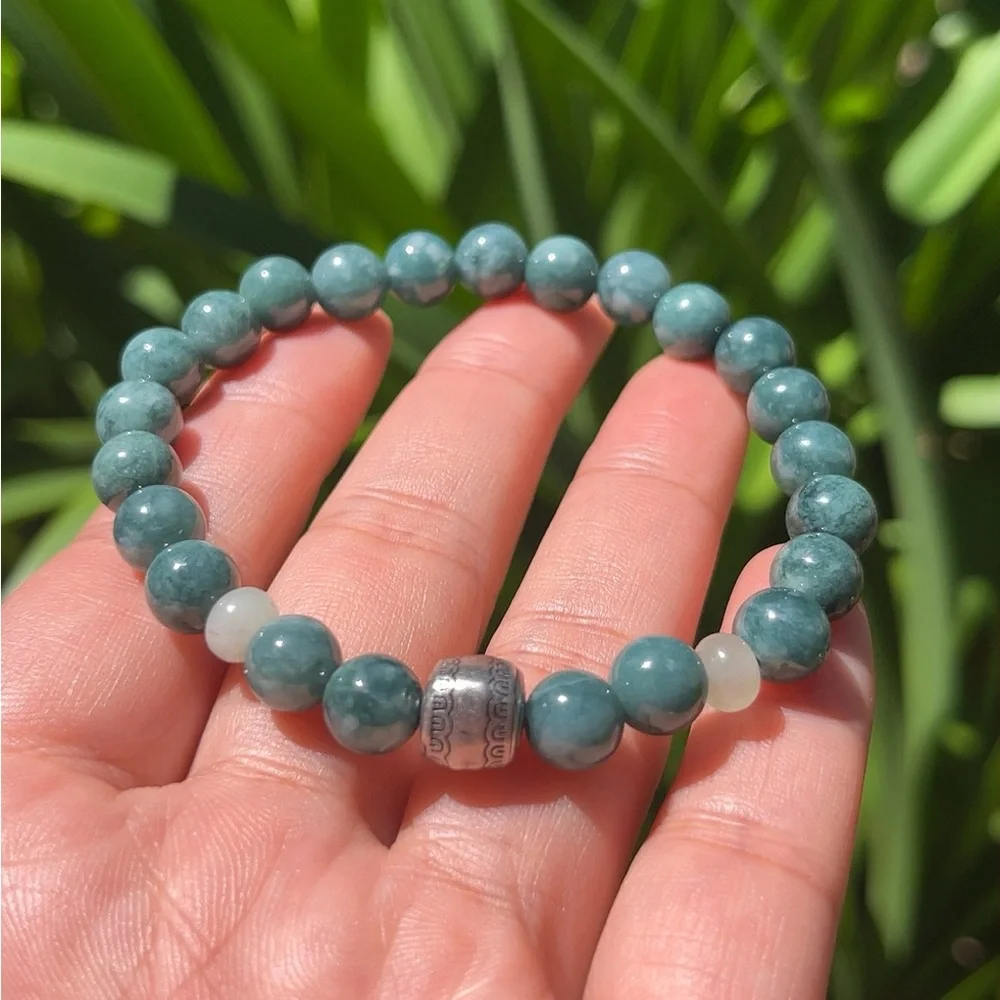 8mm stretchable blue water‎ jade bracelet